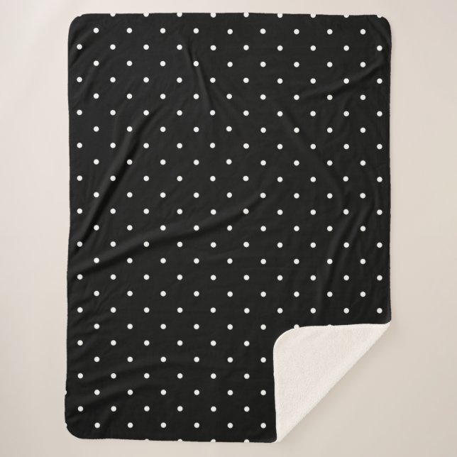 Black and White Polka Dot Sherpa Blanket (Front)