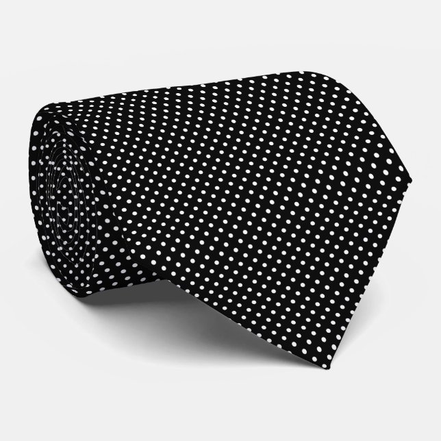Black and White Polka Dot Tie for Him (Rolled)
