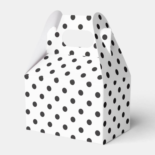 Black And White Polka Dot Wedding Party Favor Box (Front Side)