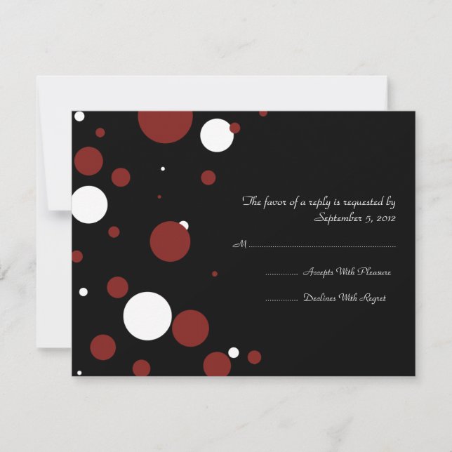 Black and White Polka Dot Wedding RSVP Card (Front)