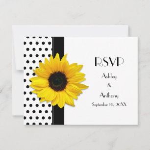 Black and White Polka Dot Wedding RSVP Card