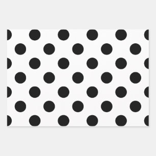 Black and White Polka Dot Wrapping Paper Sheet