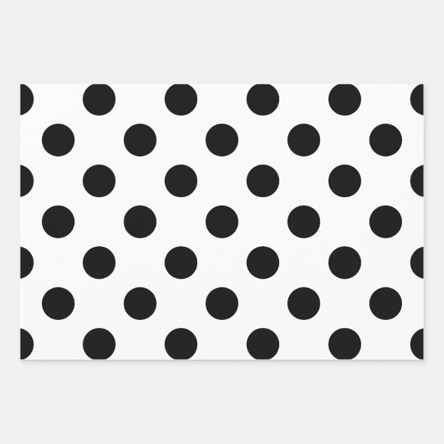 Black and White Polka Dot Wrapping Paper Sheet (Front)