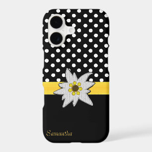 Black and White Polka Dots and Edelweiss