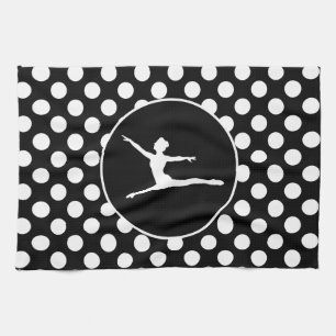 Black and White Polka Dots; Ballet Kitchen Towel
