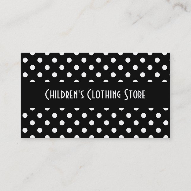 Black and White Polka Dots Business Cards (Front)