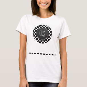 Black and White Polka Dots; Chalkboard look T-Shirt