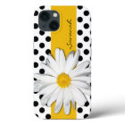 Black and White Polka Dots, Daisy iPhone 7 Case