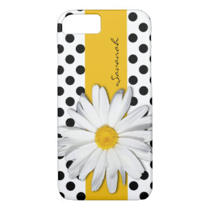Black and White Polka Dots, Daisy iPhone 7 Case