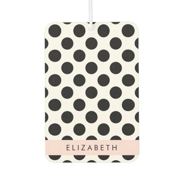 Black and White Polka Dots, Dotted, Your Name Air Freshener (Front)