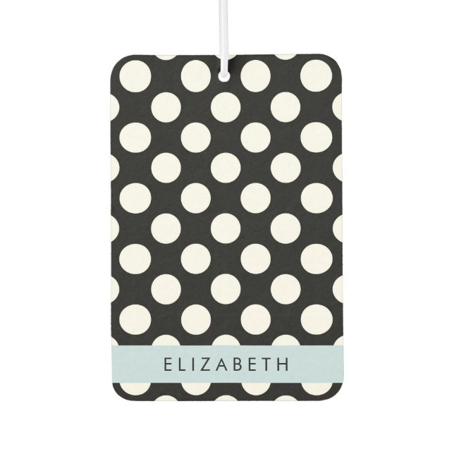 Black and White Polka Dots, Dotted, Your Name Air Freshener (Front)