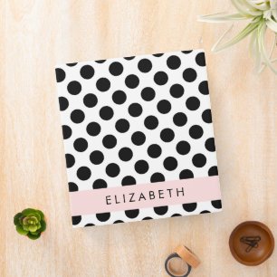 Black and White Polka Dots, Dotted, Your Name Binder