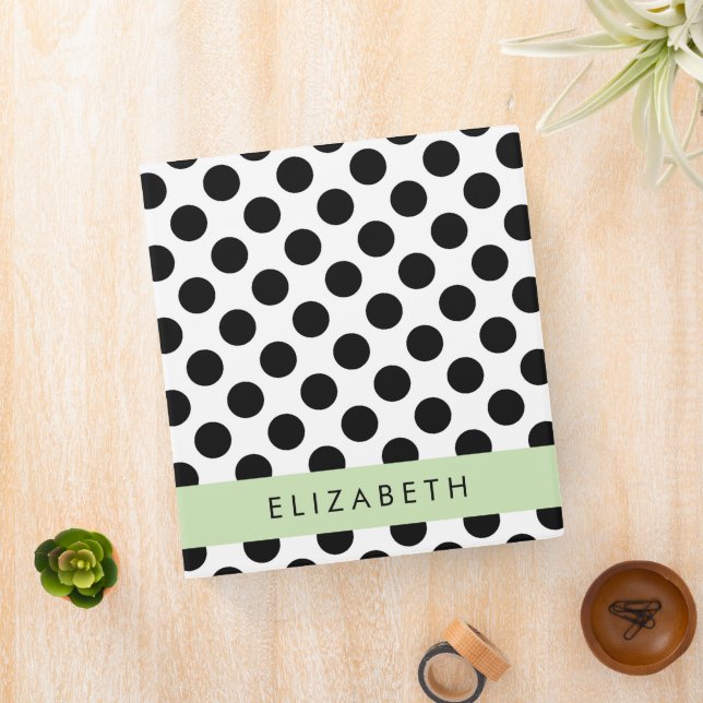 Black and White Polka Dots, Dotted, Your Name Binder (In Situ)