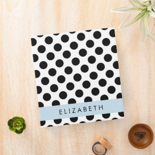 Black and White Polka Dots, Dotted, Your Name Binder