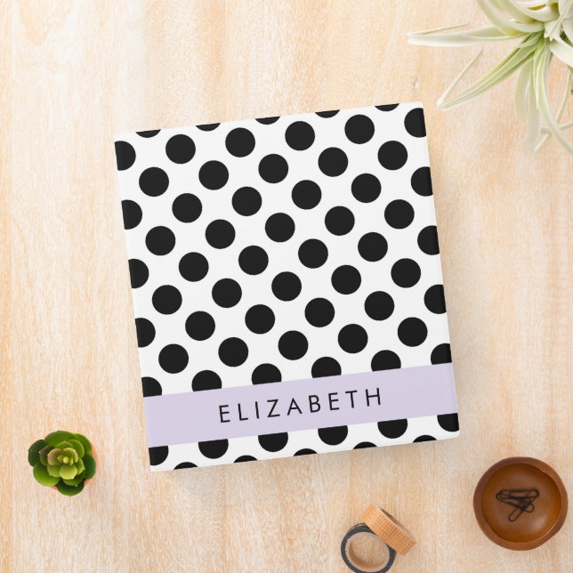 Black and White Polka Dots, Dotted, Your Name Binder (In Situ)