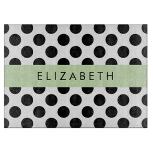 Black and White Polka Dots, Dotted, Your Name Cutting Board