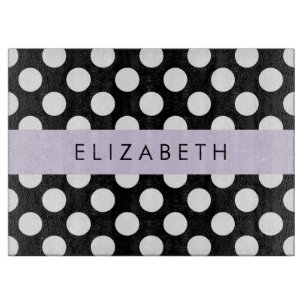 Black and White Polka Dots, Dotted, Your Name Cutting Board
