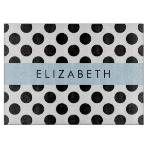 Black and White Polka Dots, Dotted, Your Name Cutting Board
