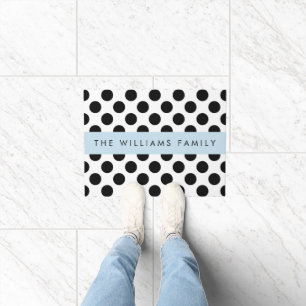 Black and White Polka Dots, Dotted, Your Name Doormat