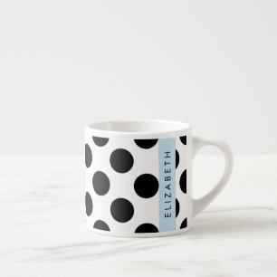 Black and White Polka Dots, Dotted, Your Name Espresso Cup