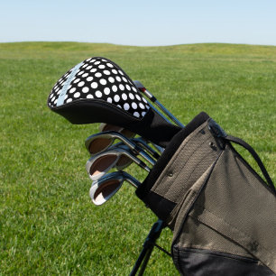 Black and White Polka Dots, Dotted, Your Name Golf Head Cover