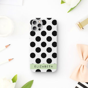 Black and White Polka Dots, Dotted, Your Name iPhone 16 Case