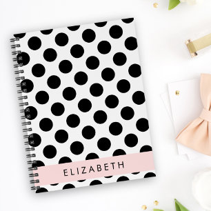 Black and White Polka Dots, Dotted, Your Name Notebook