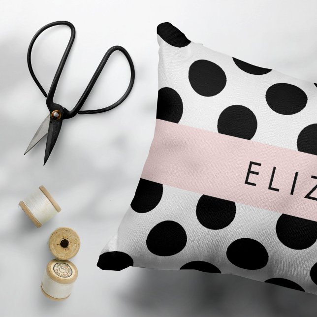 Black and White Polka Dots, Dotted, Your Name Pillowcase (Creator Uploaded)