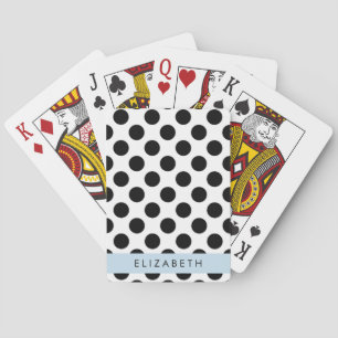 Black and White Polka Dots, Dotted, Your Name Playing Cards