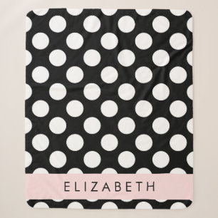 Black and White Polka Dots, Dotted, Your Name Sherpa Blanket