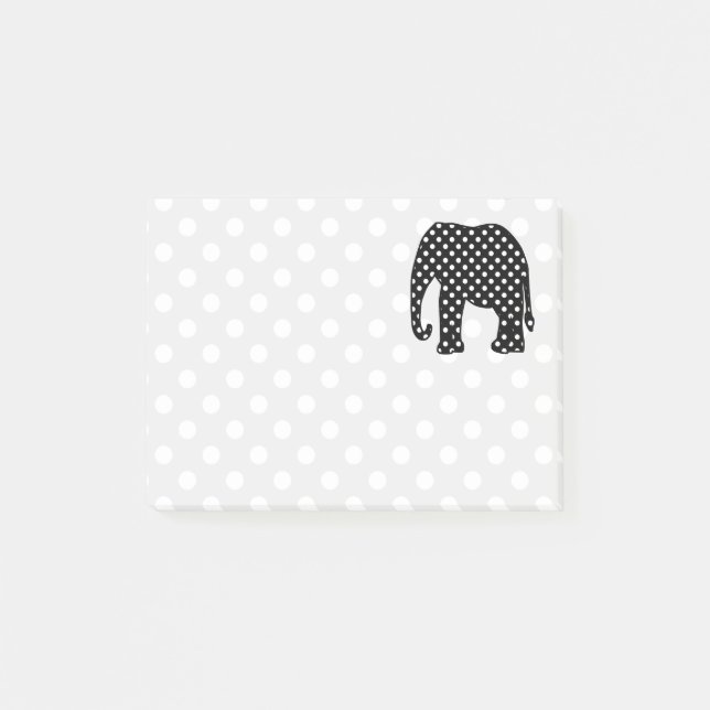 Black and White Polka Dots Elephant Post-it Notes (Front)