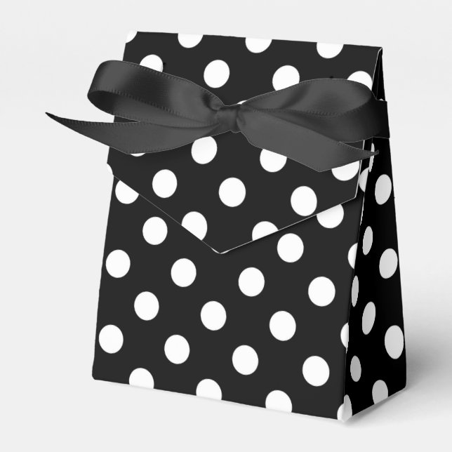 Black and White Polka Dots Favor Box (Front Side)