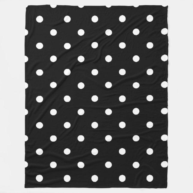 Black and White Polka Dots Fleece Blanket (Front)