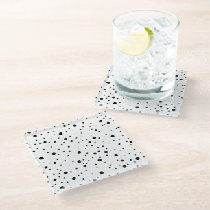 Black and White Polka Dots Glass Coaster