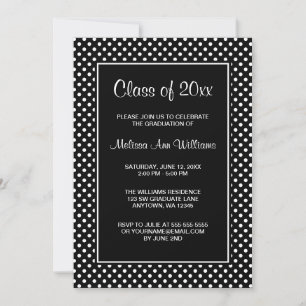 Black and White Polka Dots Graduation Announcement