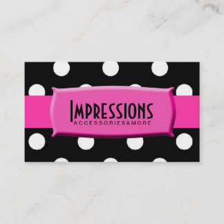 Black and White Polka Dots Hot Pink Name Plate Business Card