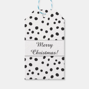 Black and White Polka Dots Merry Christmas Gift Tags