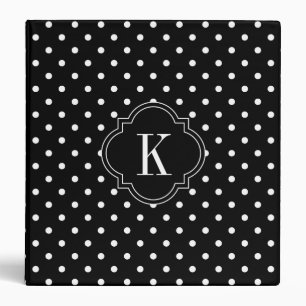 Black and White Polka Dots Monogram Binder