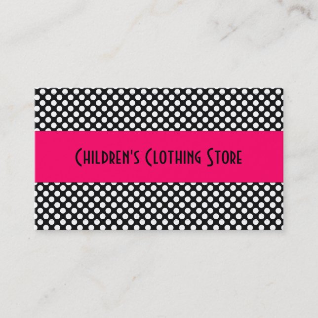 Black and White Polka Dots on Pink Business Card (Front)