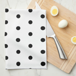 Black And White Polka Dots Pattern Kitchen Towel