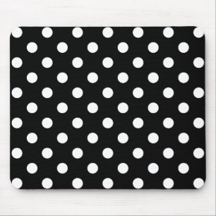 Black and White Polka Dots Pattern Mouse Pad