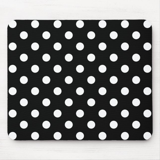 Black and White Polka Dots Pattern Mouse Pad (Front)