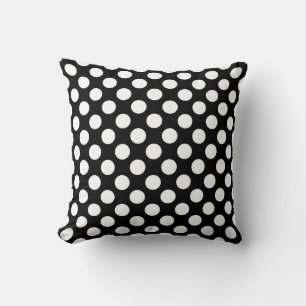 Black and white polka dots pattern throw pillow