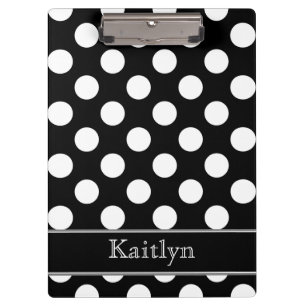 Black and White Polka Dots Personalized Clipboard