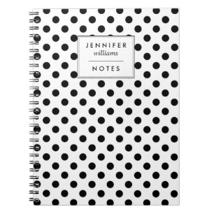 Black and White Polka Dots Personalized Notebook
