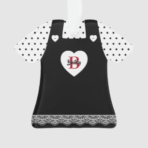 Black and White Polka Dots Pinafore Ornament
