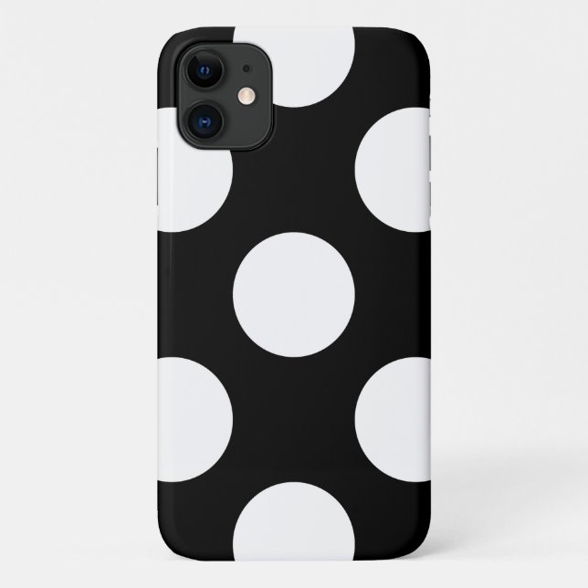 Black and White Polka Dots, Polka Dot Pattern Case-Mate iPhone Case (Back)