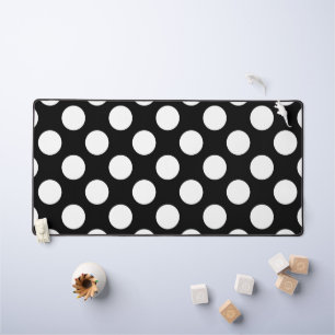 Black and White Polka Dots, Polka Dot Pattern Desk Mat
