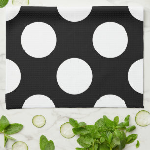 Black and White Polka Dots, Polka Dot Pattern Kitchen Towel