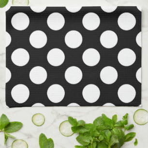 Black and White Polka Dots, Polka Dot Pattern Kitchen Towel